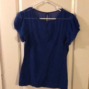 Express short sleeve top with sheer panel.